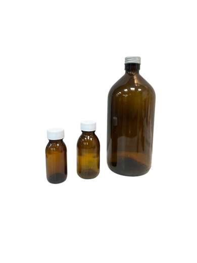 Botella - frasco de vidrio ambar